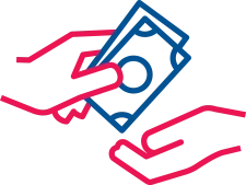 Hands exchanging money icon 